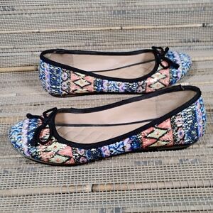 Women's Report Marbles Aztec Knit Ballet Slippers Size 8